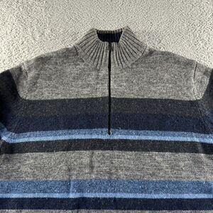 NEW Vintage Banana Republic Sweater Mens Extra Large Gray Blue Wool 1/4 Zip Mock